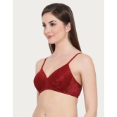 Clovia Lace T-Shirt Bra - Maroon - 34B