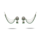 YouBella Stylish Latest Design Combo Of Earrings And Maang Tikka Jewellery Silver Plated  Jhumki Earrings for Women (Green) (YBEAR_32664) - Green