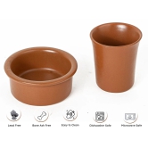 Premium Ceramic Dawara Set, Tea Dabara Set, Tumbler Set for Authentic South Indian Filter Coffee, Serving Drinkware, Set of 1, 120 ml, Earthy Brown