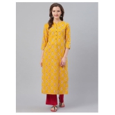 KSUT Yellow Cotton Straight Kurti - M