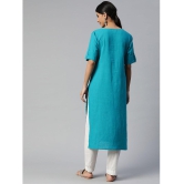 SVARCHI - Turquoise Cotton Women's Straight Kurti ( Pack of 1 ) - None