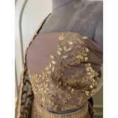 Rose gold silk lehenga-L / Mint green