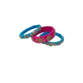 Silk Thread Bangles with Stone Work in Pink and Blue