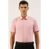 Men Pink Regular Fit Formal Half Sleeves Formal Shirt