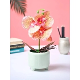 Market99 Pink Artificial Orchid Flower With Green Pot