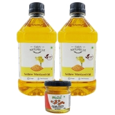 Farm Naturelle 100% Pure Natural Virgin Cold Pressed Yellow Mustard Seed Cooking Oil. (2 LTR X 2) + 1 Honey 55g