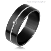 Asmitta Glossy Stainless Steel Rhodium Plated White Stone Finger Ring For Men - None