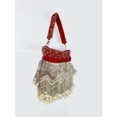 FHS Party Wear Red Multicoloured Sequins StyleHand Bag