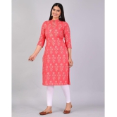 MAUKA Rayon Printed Straight Womens Kurti - Pink ( Pack of 1 ) - None