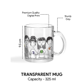 Indigifts Transparent Mug for Coffee Friends with Mug Printed Transperant Glass tea mug| Crystal Clear Glass Coffee Mug Set| Crystal Clear Glass Tea Mug Set| Printed Glass Cup for Tea 325 ml