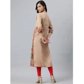 Janasya Silk Blend Printed Straight Womens Kurti - Beige ( Pack of 1 ) - None