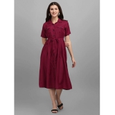 gufrina Rayon Solid Midi Womens Fit & Flare Dress - Maroon ( Pack of 1 ) - None