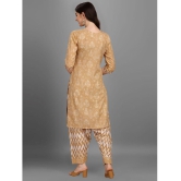 gufrina Cotton Blend Printed Kurti With Salwar Womens Stitched Salwar Suit - Beige ( Pack of 1 ) - None