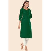 Glomee - Green Cotton Women's Straight Kurti ( Pack of 1 ) - None