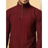 Rigo Polyester Slim Fit Striped Full Sleeves Mens High Neck T-Shirt - Wine ( Pack of 1 ) - None