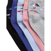 Texlon - Multicolor Cotton Women's Ankle Length Socks ( Pack of 5 ) - None