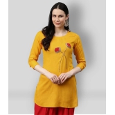 JC4U - Yellow Rayon Womens Straight Kurti ( Pack of 1 ) - L