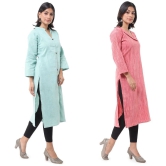 DESHBANDHU DBK - Multicolor Cotton Womens Straight Kurti ( Pack of 2 ) - None