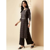 Vbuyz Cotton Printed Straight Womens Kurti - Black ( Pack of 1 ) - None