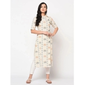 Antaran Cotton Printed Front Slit Womens Kurti - Off White ( Pack of 1 ) - None