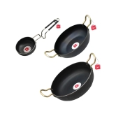 LAZYWINDOW Black Iron No Coating Cookware Sets ( Set of 3 )