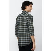 Men Green Super Slim Fit Check Full Sleeves Casual Shirt