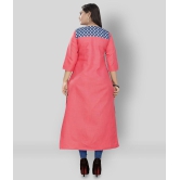 Rangrasiya - Pink Cotton Women's Straight Kurti ( Pack of 1 ) - L