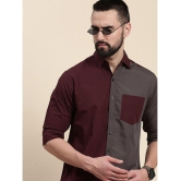 Dillinger 100% Cotton Regular Fit Colorblock Full Sleeves Mens Casual Shirt - Wine ( Pack of 1 ) - None