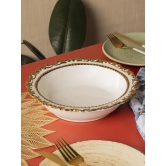 Golden Edge Glazed White Ceramic Dish