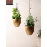 Hanging Capsule Planter (Set of 2)-Gold