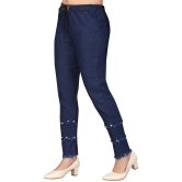 Aarika Girls Party Wear Navy Blue Colour Beads Emballished Denim Jeans - None