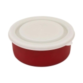 RasoiShop Stainless Steel Round Dabba with Plastic Lid | Microwave Safe | 1 Pc