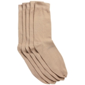 Texlon - Beige Cotton Women's Mid Length Socks ( Pack of 5 ) - None