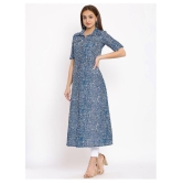 FabbibaPrints - Blue Cotton Blend Womens Flared Kurti ( Pack of 1 ) - L