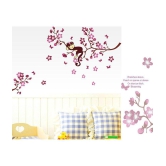 Asmi Collection Pvc Wall Stickers Wall Decals Pink Branches Monkey