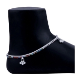 Paola Silver Plated Multi Color Diamond Ghungroo Payal  Anklet for Women And Girl. - Silver