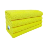 SOFTSPUN Microfiber Cloth - 4 pcs - 40x40 cms - 340 GSM Yellow - Thick Lint & Streak-Free Multipurpose Cloths - Automotive Microfibre Towels for Car Bike Cleaning Polishing Washing & Detaili