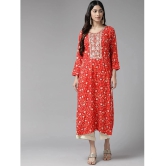 Aarika Cotton Embroidered Straight Womens Kurti - Orange ( Pack of 1 ) - None