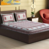 Bagh Motif Block Printed King Size Double Bedsheet