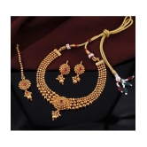 ROFARWORD Gold Brass Necklace Set ( Pack of 1 ) - Gold