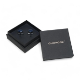 Chokore Silver Oval Cufflinks (Blue)