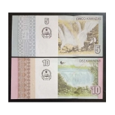 Hop n Shop - Angola 5 & 10 Kwanzas Set of 2 Gem UNC 2 Paper currency & Bank notes