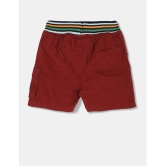 Boys Maroon Striped Waist Woven Shorts - None