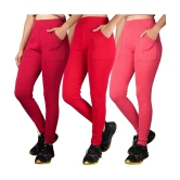 KARARO JEGGINGS - Cotton Blend Skinny Fit Red Womens Jeggings ( Pack of 3 ) - None