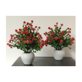 BAARIG - Red Daisy Artificial Flower ( Pack of 2 )