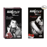 MANFORCE Chocolate Strawberry Condoms 10''s (Combo of 2) Condom (Set of 2 20 Sheets)