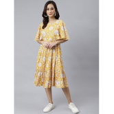 Janasya - Yellow Cotton Womens Fit & Flare Dress ( Pack of 1 ) - None