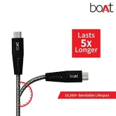 boAt Rugged V3 Micro USB 1.5 Meter | Premium USB Cable with 480Mbps Transfer Speed, Nylon Braiding, Durable Connectors Black