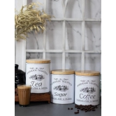 Coffee, Tea & Sugar - Metal Jar Set Of 3, Cylindrical & 1600Ml,