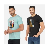 CHOZI Cotton Blend Regular Fit Printed Half Sleeves Mens T-Shirt - Multicolor ( Pack of 2 ) - None